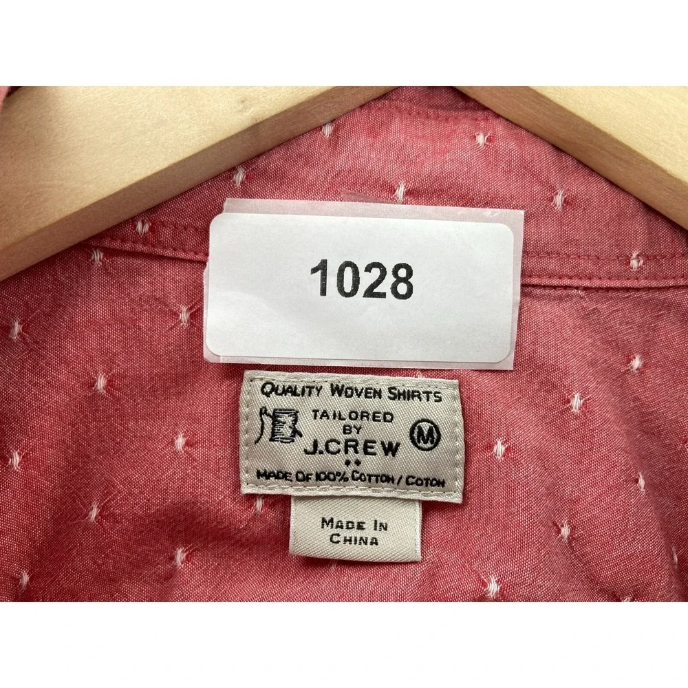 J Crew Button Shirt Men SMALL Salmon Geometric Pocket Long Sleeve Casual Y2K 90s